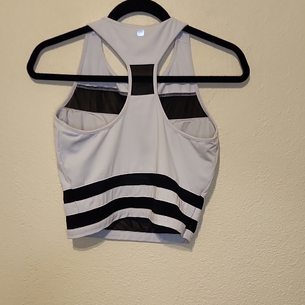 Fabletics Gray and White Fitted Crop Sports Bra - Picture 3 of 10